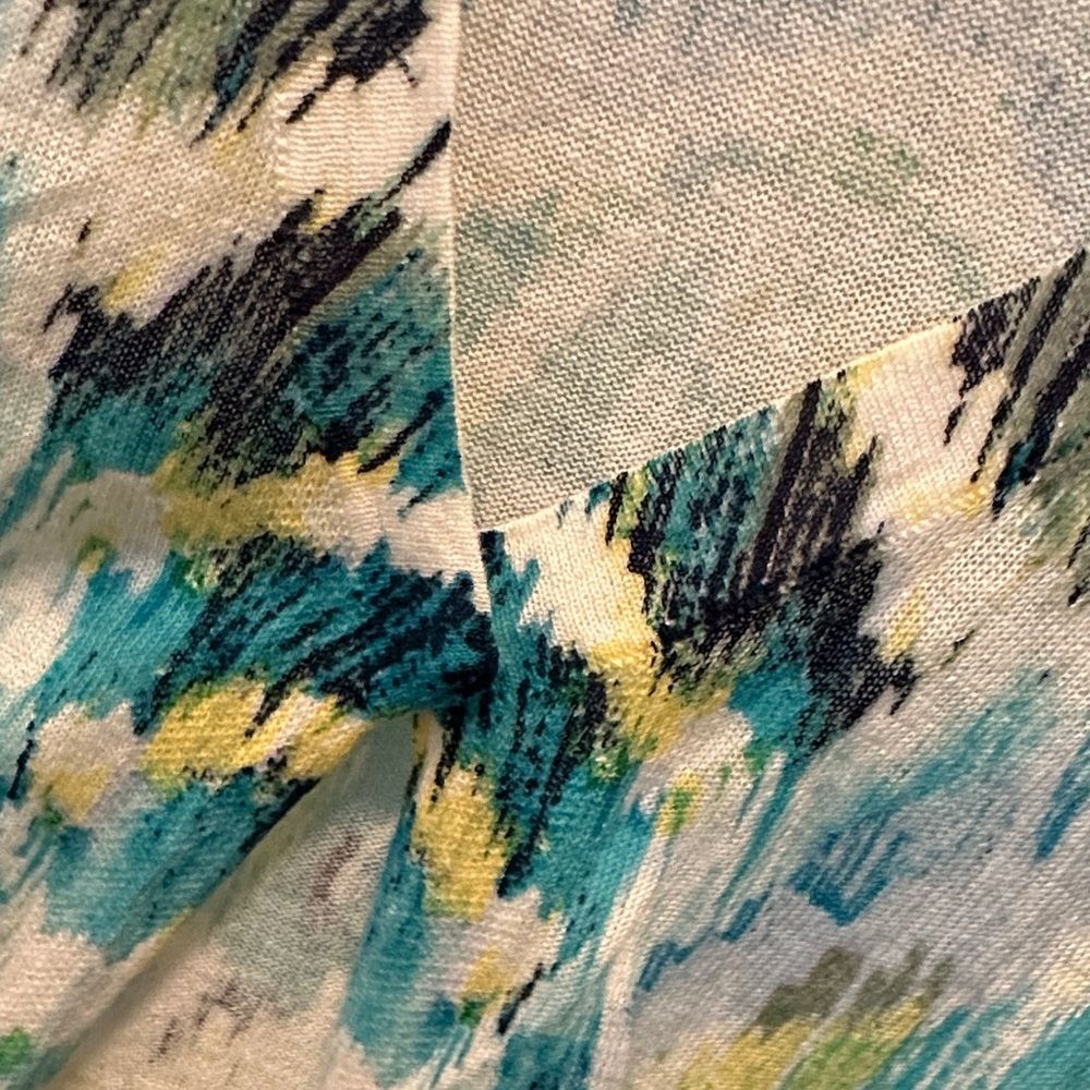 Chico's Vibrant Blue and Green Open-Front Cardigan Ramie Rayon Blend Size M - Picture 4 of 6
